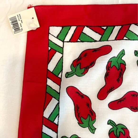 Red Hot Chili Jalapeno Pepper Cowboy Bandana Scarf Handkerchief Western NWT VTG - Picture 3 of 7